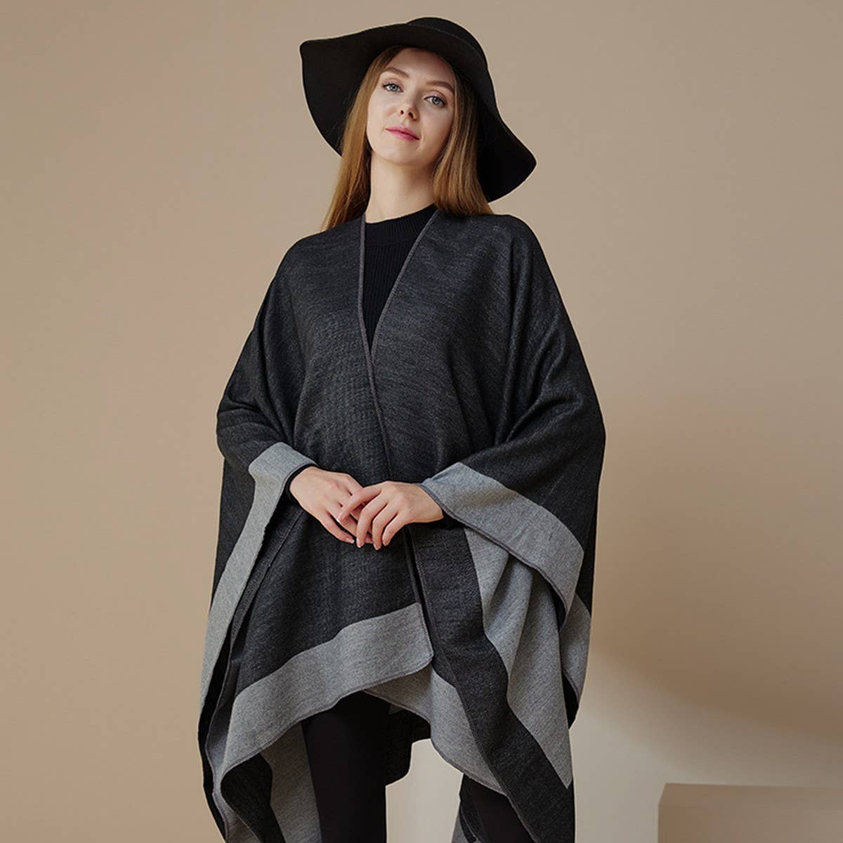 SOLID COLOR DOUBLE-SIDED CAPE SHAWL OUTER CAPE_CWASC2130