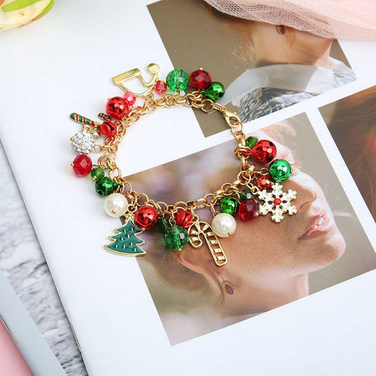 CHRISTMAS JEWELRY PEARL BELL DIAMOND BALL BRACELET