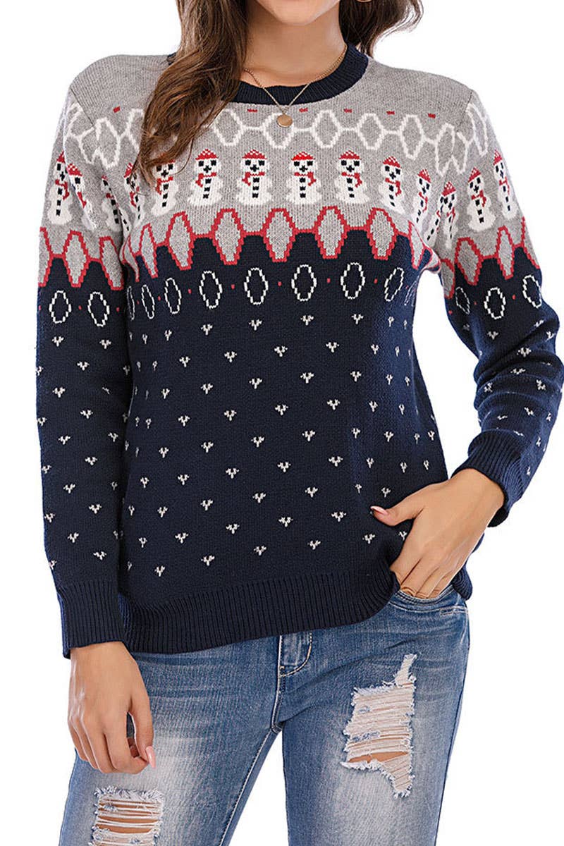 Classic Christmas Snow Man pullover crew-neck base