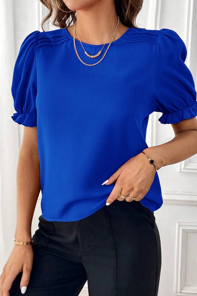 CWTTS1374_SUMMER FASHION TEMPERAMENT ROUND NECK SHIRT