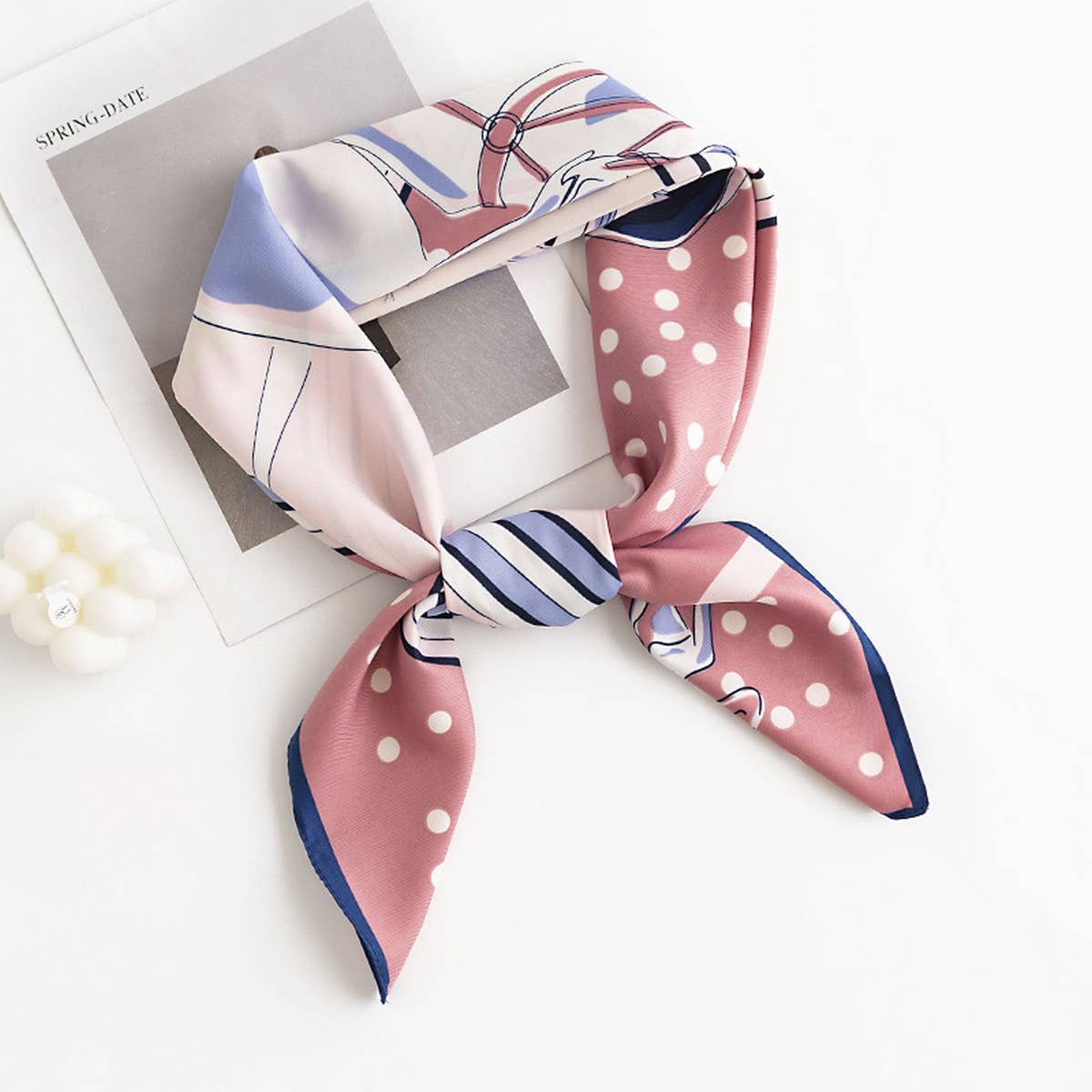 VINTAGE CIRCLE PRINT SQUARE SCARF