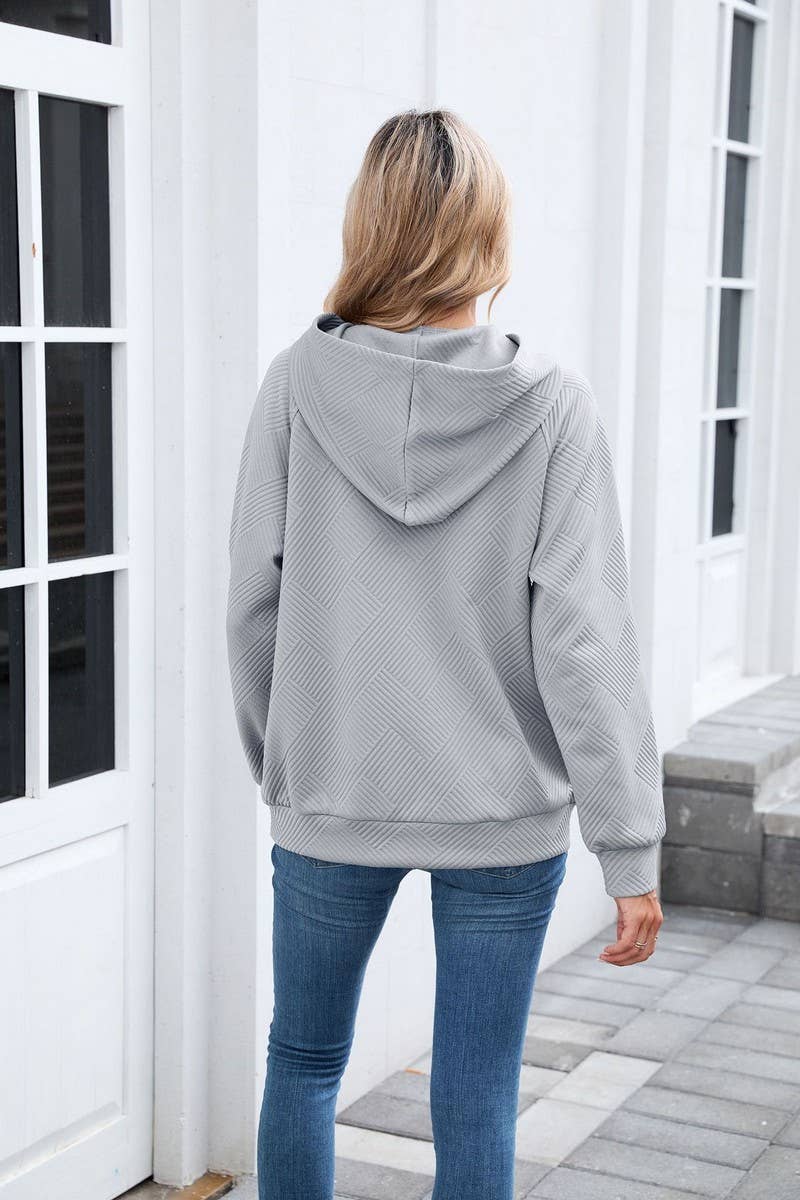 CWOHOL00661_SOLID HOODED POCKET CASUAL SWEATSHIRT