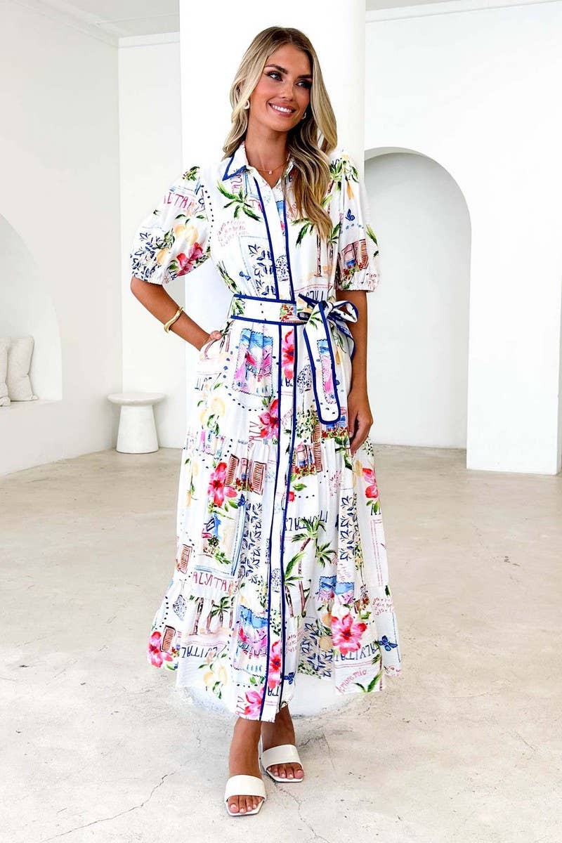 CWDMD6299_SUMMER FLORAL PRINT SHORT SLEEVE DRESS