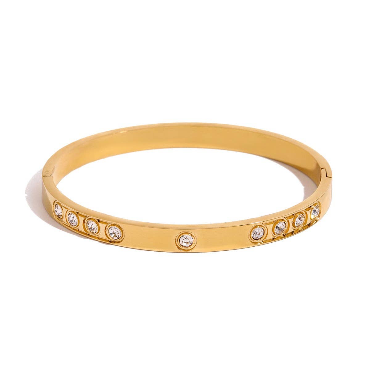 Zircon Clasp Bracelet in Titanium Steel_CWAJE4867