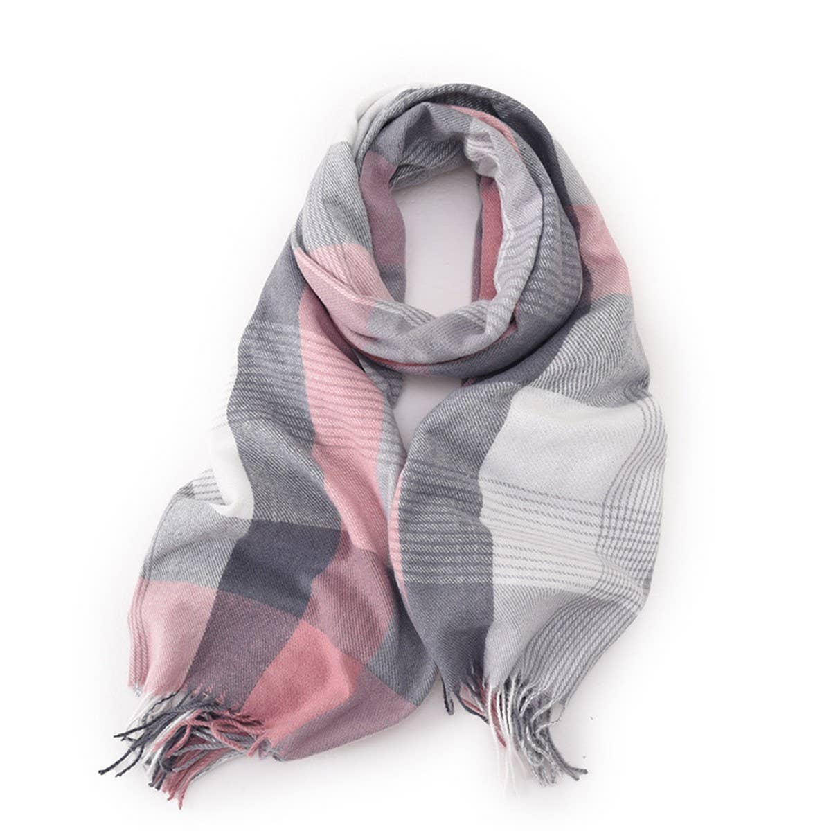WOMEN WINTER TARTAN WITH FRINGE PLAID SCARVES