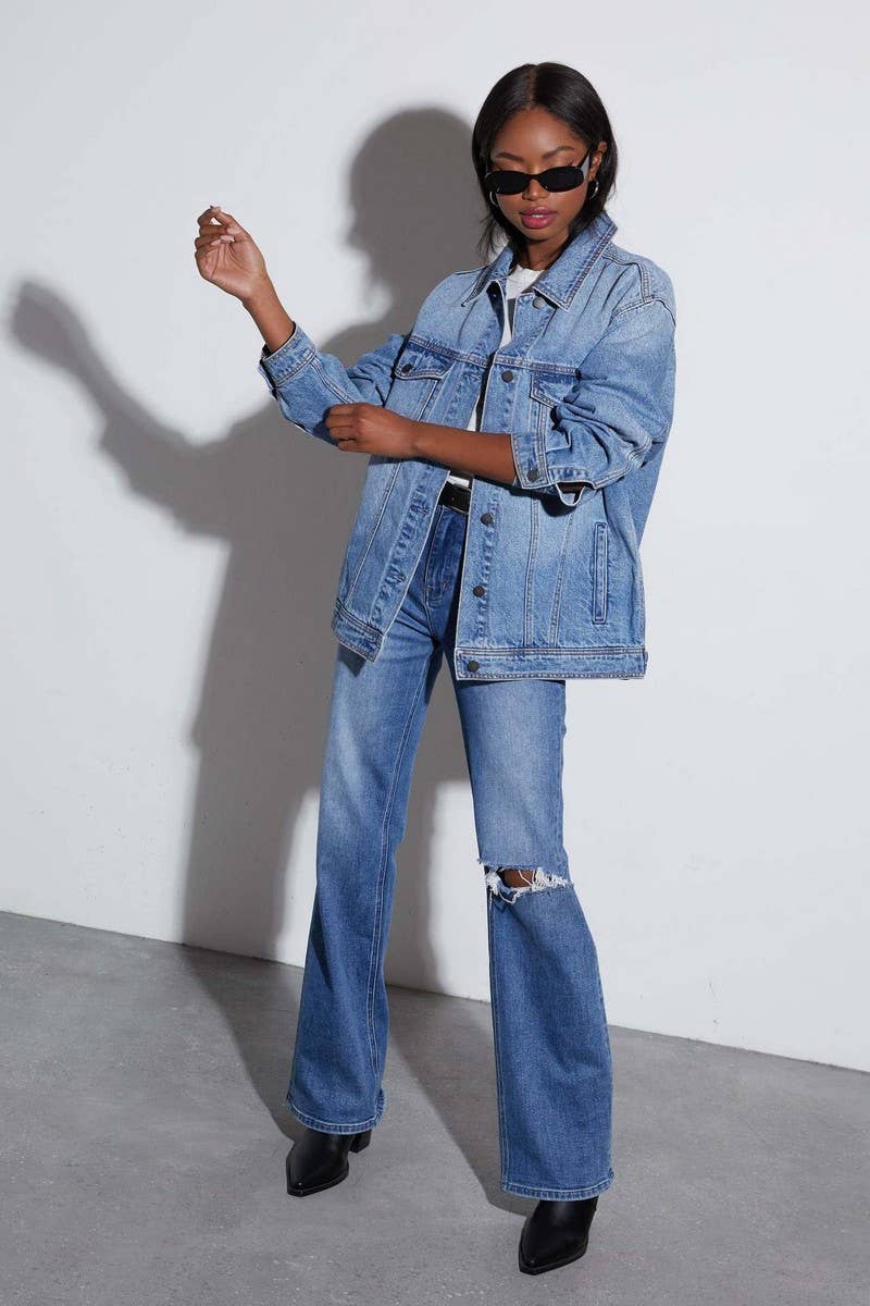 CWJT0074_WASHED DENIM LOOSE FIT LONG SLEEVE JACKET