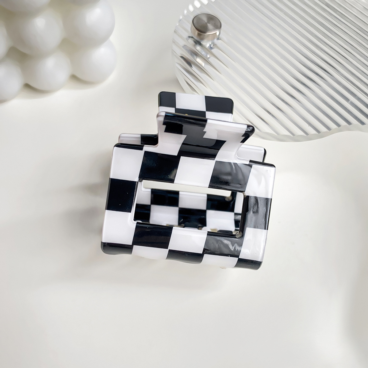 Checkerboard Hair Claw ??Candy Color Acetate Look_CWAHA0395