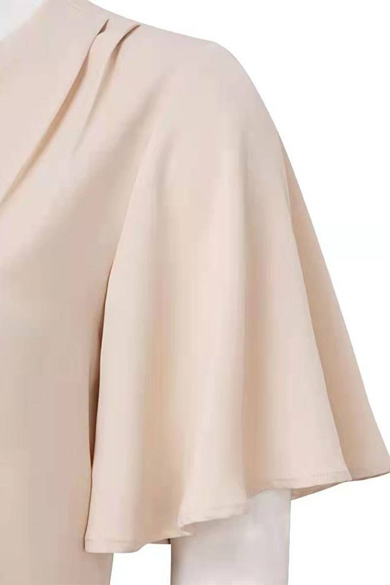 CWTBLS0304_V-Neck Shirt Sleeve Top