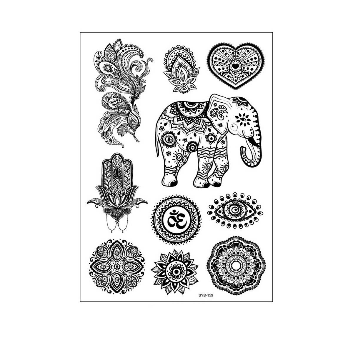 Bridal Mandala Tattoo Stickers Elegant Design_CWMM8356