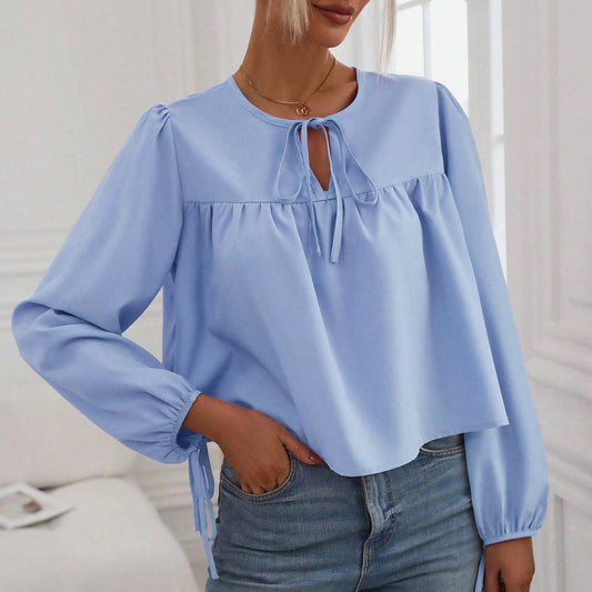 CREW NECK PULLOVER WITH PUFFY SLEEVES