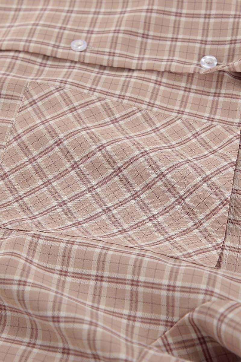 CWSPJ0203_PLAID CARDIGAN SHORTS HOME PAJAMAS TWO-PIECE SET