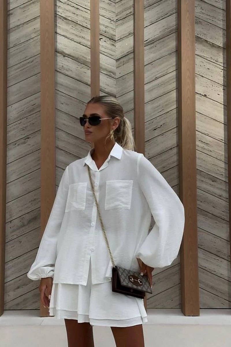 CWSTB1359_LONG-SLEEVED TOP AND RUFFLED SHORTS SET