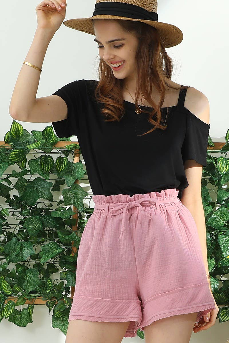 CWBSP153_HIGH WAIST VINTAGE COTTON PANTS WITH RAW CUT