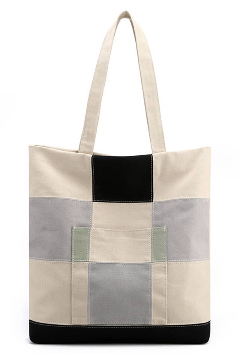 PLAID PATTERN CANVAS SHOULDER BAG_CWAB0510