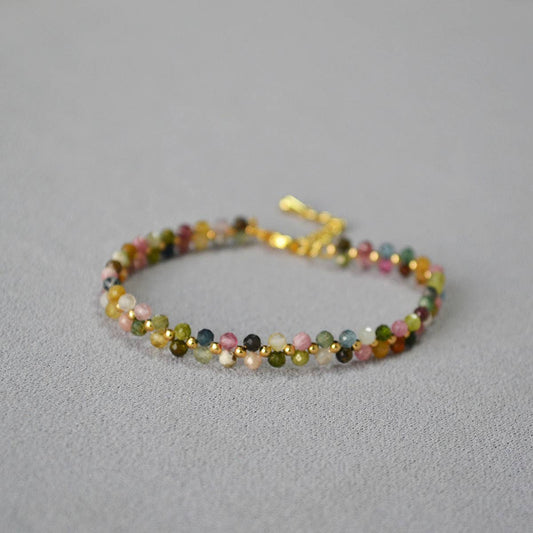 VINTAGE COLORFUL BRAIDED FLOWER BEADED BRACELET