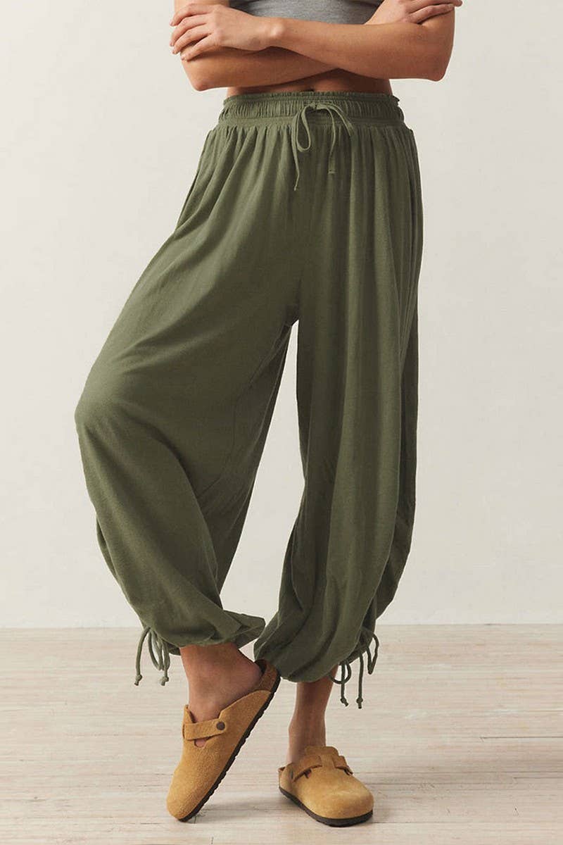 CWBLP1399_SOLID COLOR CASUAL DRAWSTRING BLOOMERS