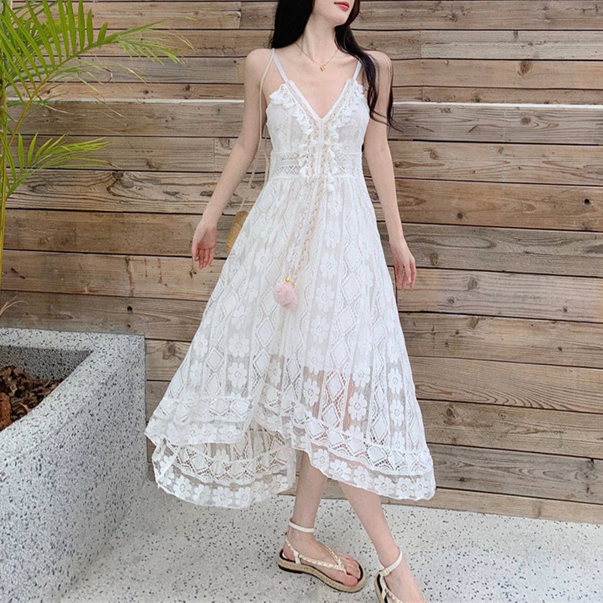 BOHEMIAN VINTAGE CUT-OUT LACE SLIP DRESS