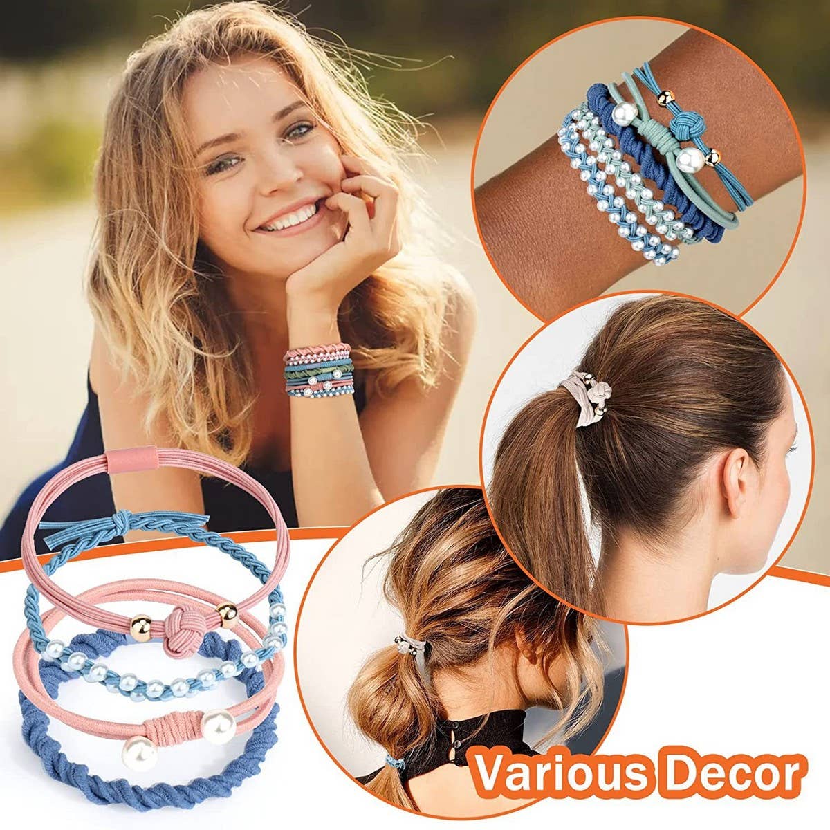 PEARL BRAIDED BOHEMIANHAIR SCRUNCHIES_CWAHA2709