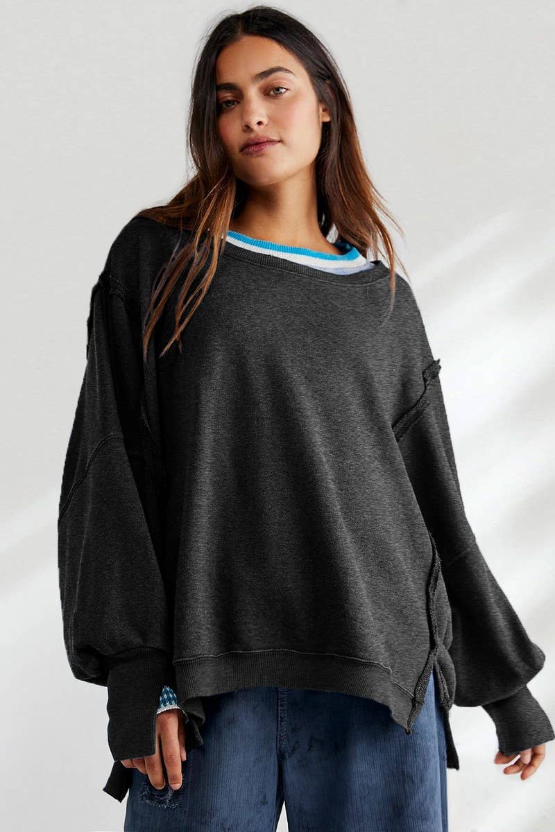 CREWNECK LONGSLEEVED SPORTS LOOSE HOODIE_CWOHOL0512