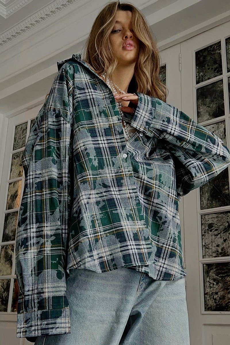 CWTBLL00569_VINTAGE PLAID LONG SLEEVE SHIRT JACKET