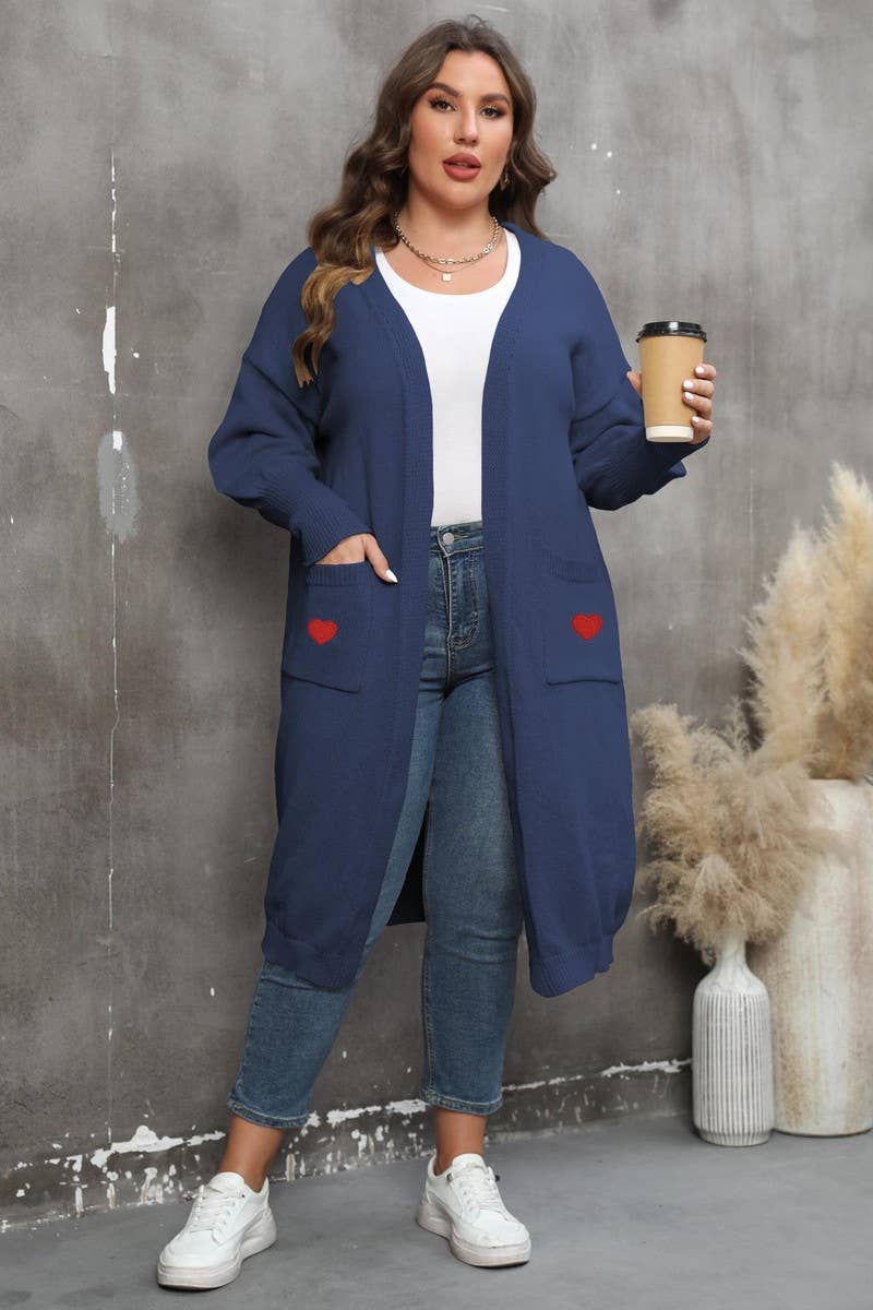 CWOSWL1578_PLUS Size Open Front Long Sleeve Cardigan Sweater