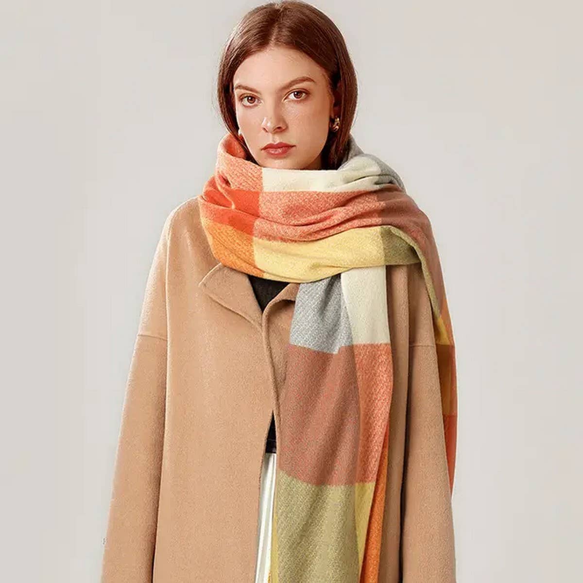 AUTUMN WINTER PLAID  THICK SHAWL SCARF_CWASC0176