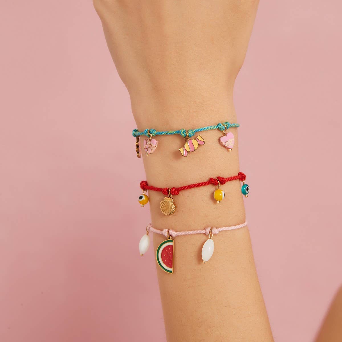 Creative Cotton Rope Bracelet with Shell & Eye