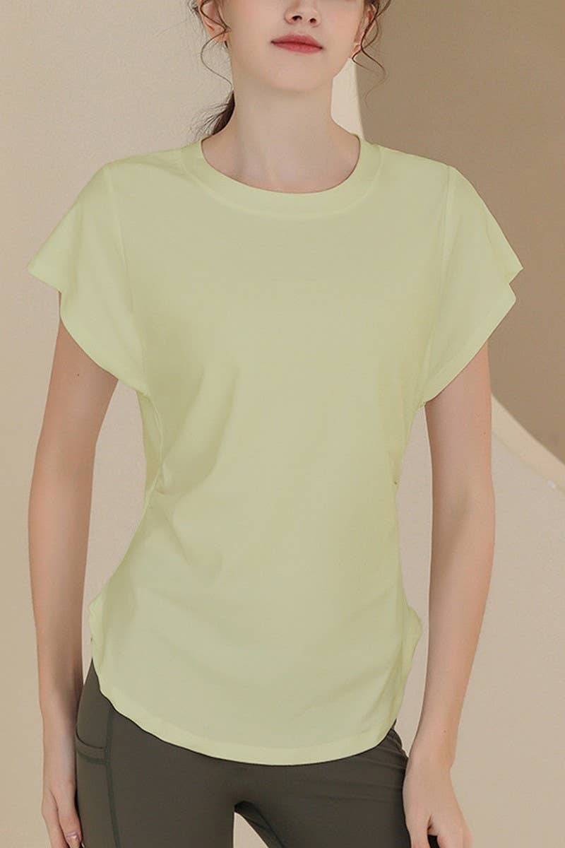 CWTSTS0394_ROUND NECK SHORT SLEEVE FITNESS YOGA TOP