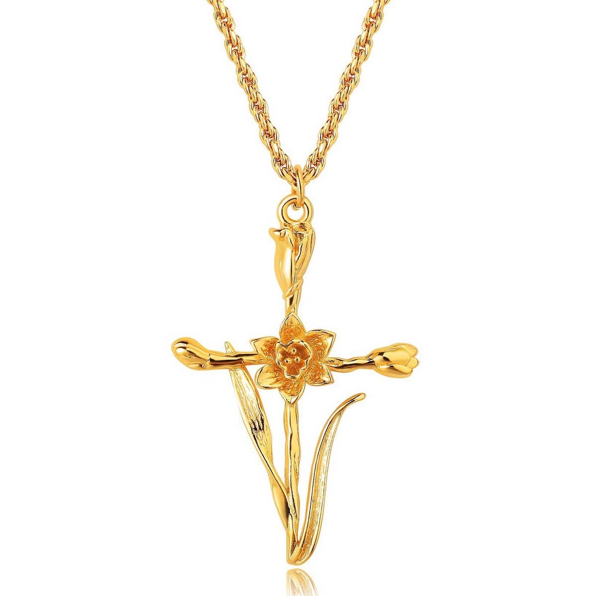 NEW CREATIVE DECEMBER CROSS FLOWER NECKLACE
