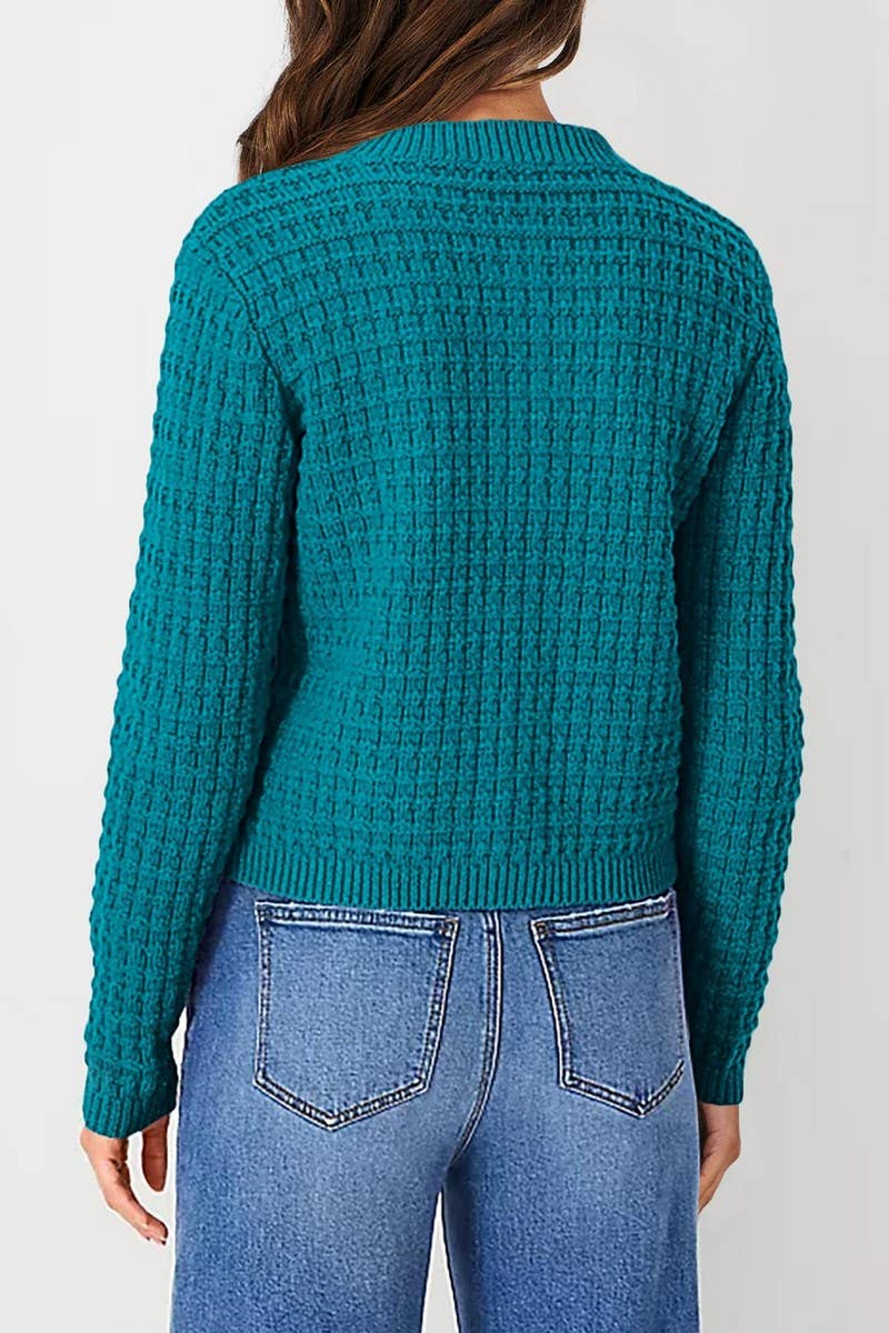 CWOCAL00612_SOLID COLOR KNIT CARDIGAN CASUAL SWEATER