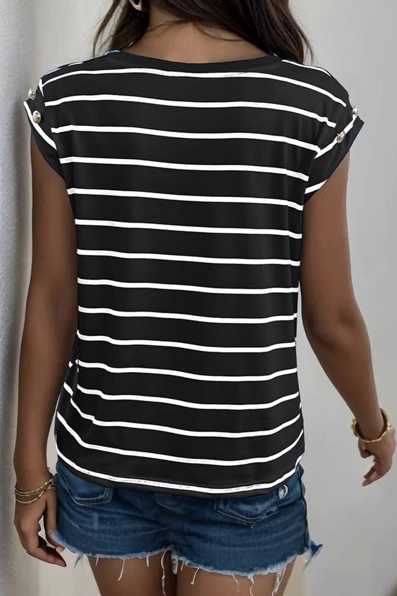 CWTTS1290_SUMMER FASHION SLEEVELESS STRIPED T-SHIRT