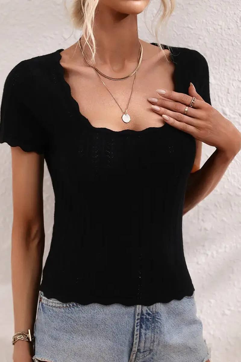 CWTBLS1765_SUMMER U-NECK CASUAL SOLID COLOR SWEATER