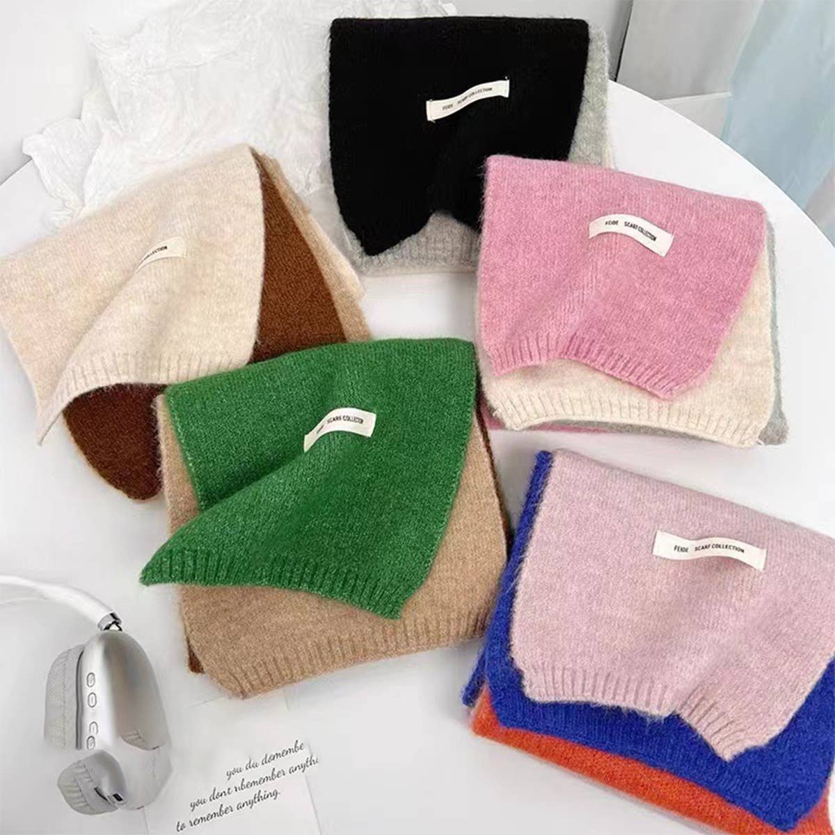 Faux Cashmere Knit Scarf - Thick Winter Neck Wrap