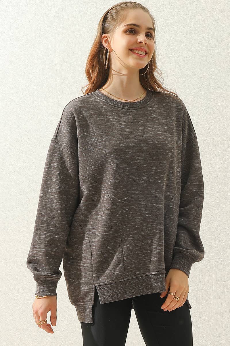 CWTTL1425_Round Neck Casual Long Sleeve Top