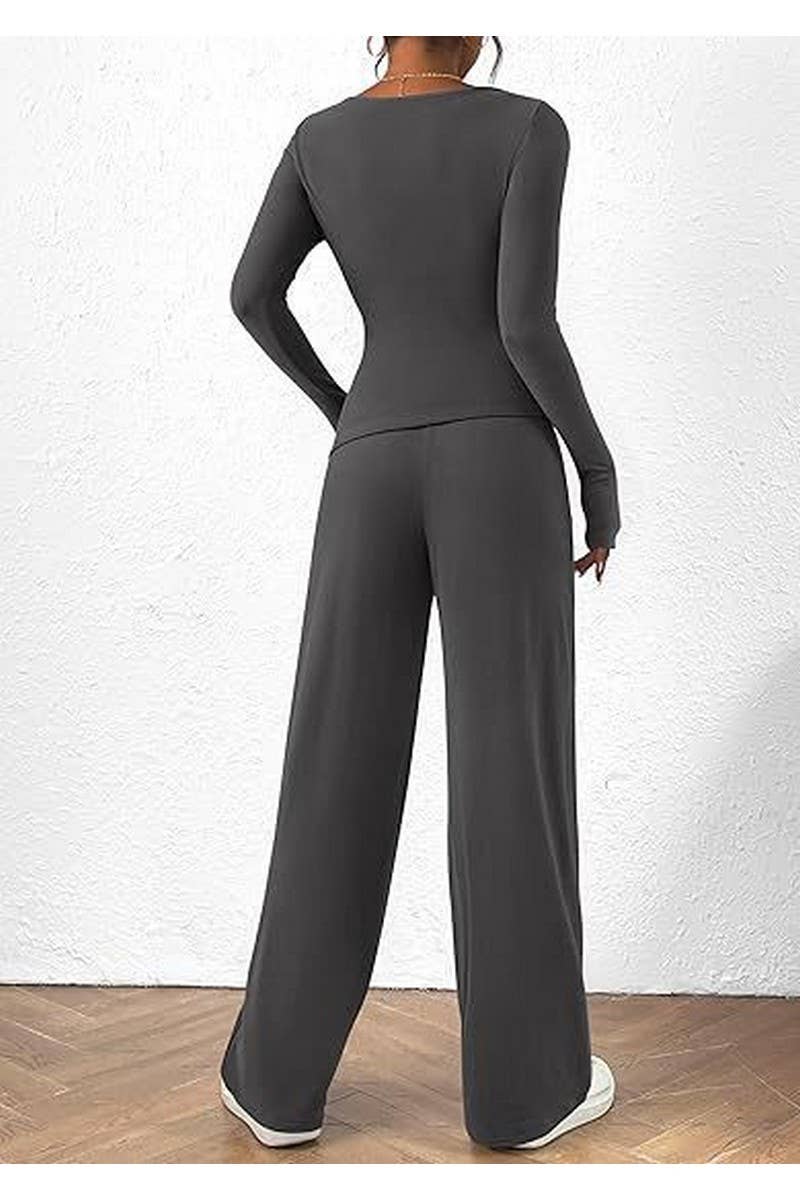 CWSTB00484_FALL WOMEN 2 PIECE LOUNGE SET ASYMMETRICAL TOP