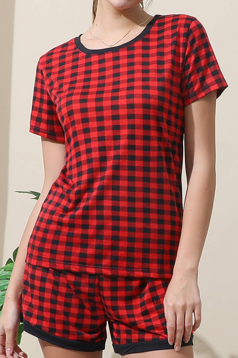 CWSPJ031-P_SHORT SLEEVE TOP WITH SHORTS PAJAMA SET