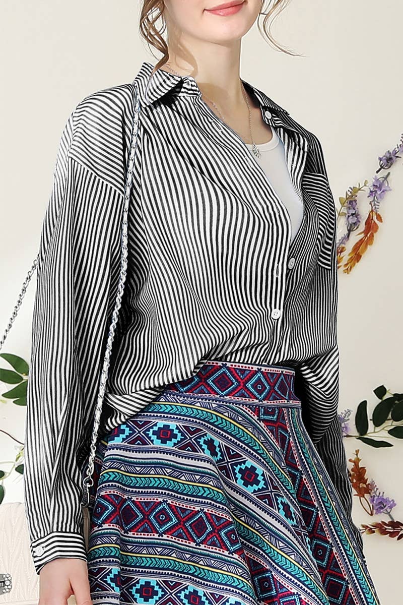 CWTSTL450_VERTICAL STRIPE BUTTON DOWN ONE POCKET SHIRTS