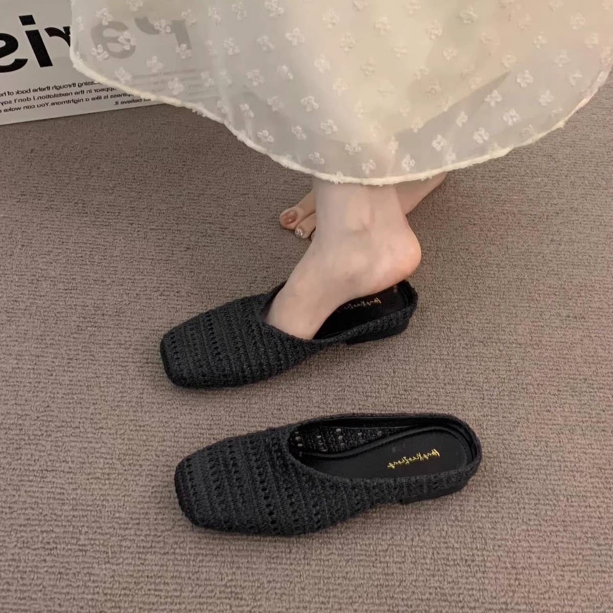 Unique Woven Slip-On Clogs with Closed Toe