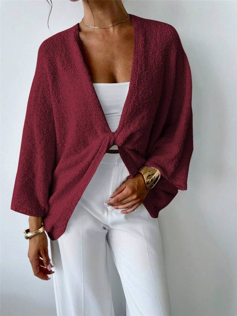 Cross design deep V-neck casual loose sweater