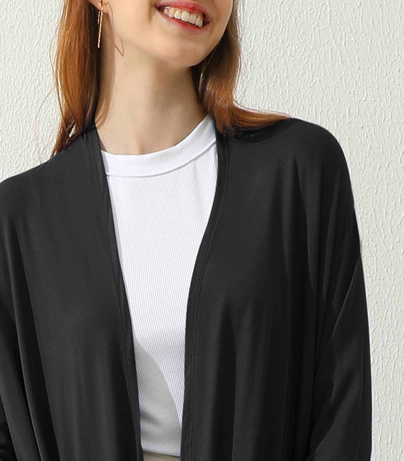 AWTL074_Long Sleeve Casual Open Front Long Cardigan