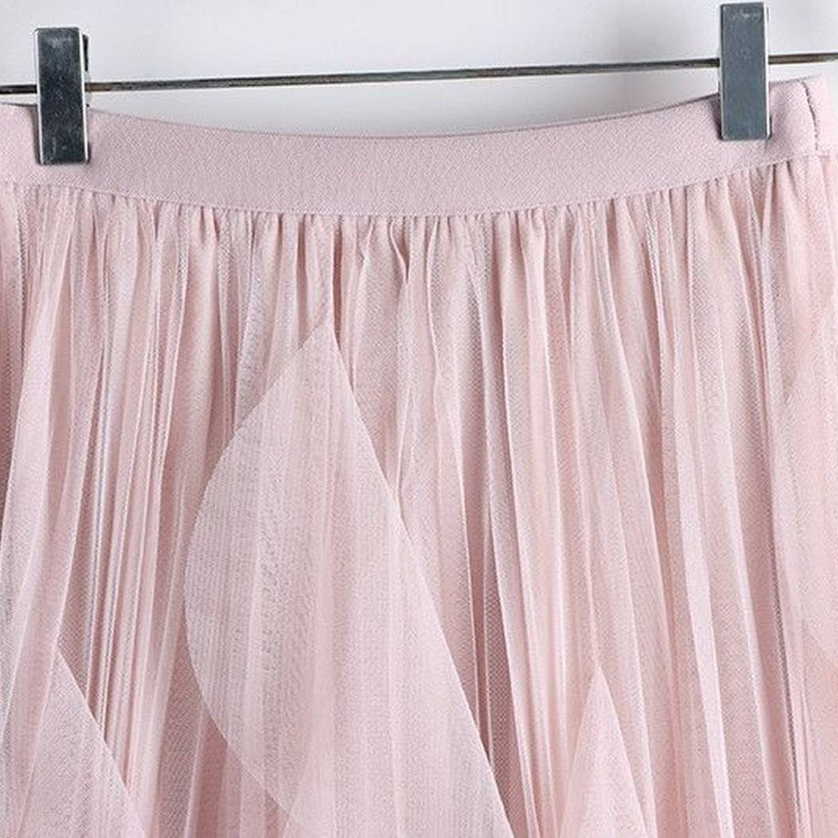 TULLE SKIRT MID-LENGTH HIGH WAIST PLEATED SKIRT