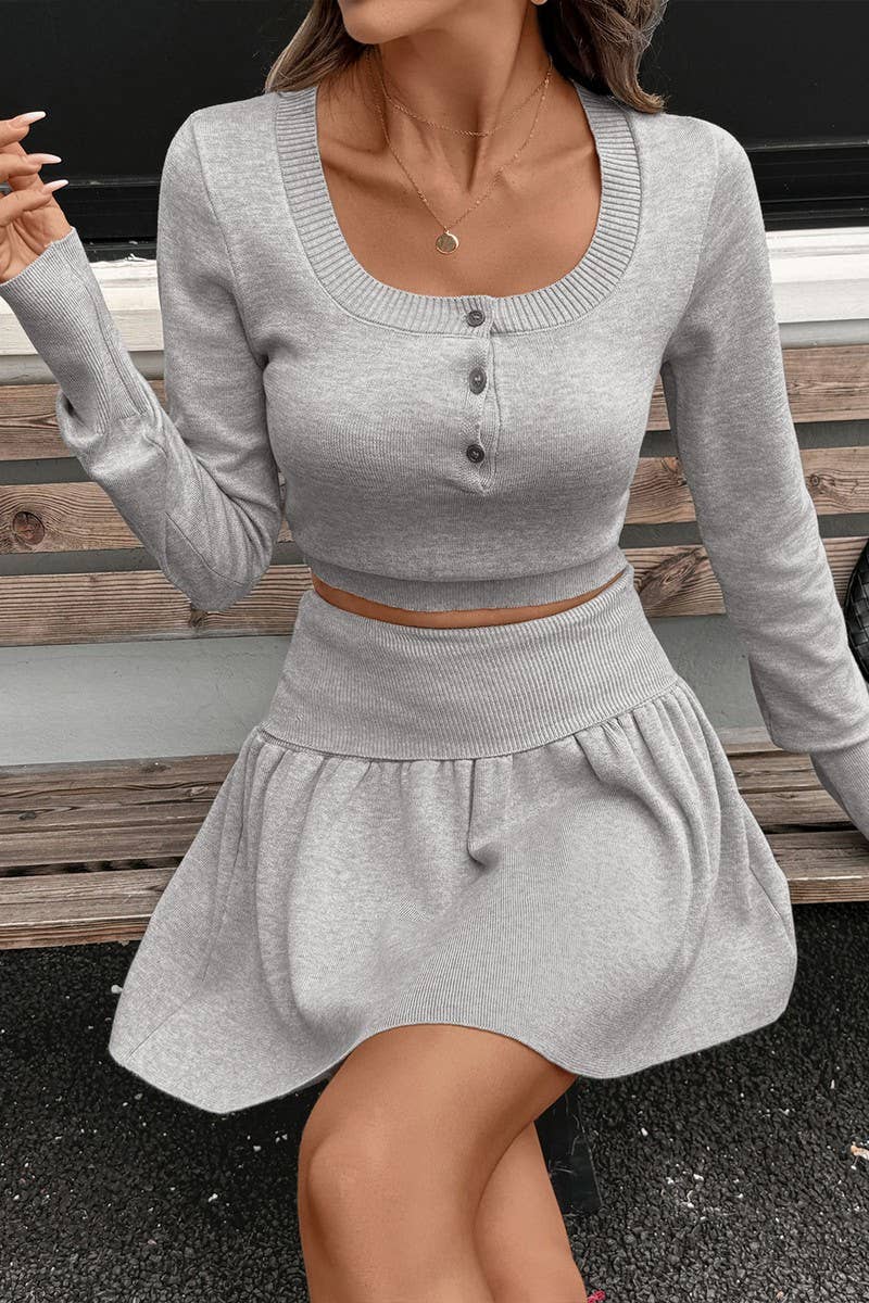 CWSTB2094_CREW NECK CROP KNIT LONG SLEEVE SET