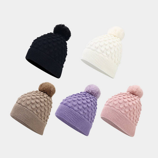 NEW PINEAPPLE PATTERN POM POM KNITTED HAT_CWAH1612