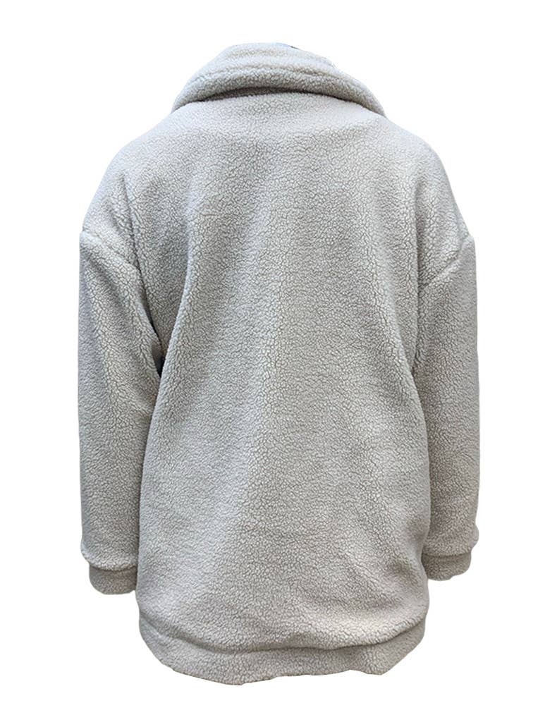 CASUAL LAMB WOOL COAT WITH THICK LAPEL COLLAR