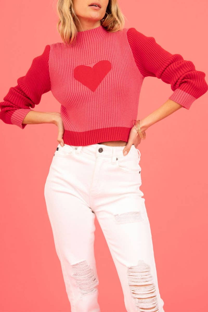 CWOSWL5856_LOVE MATCH COLOR SLIM-FIT LONG-SLEEVED SWEATER