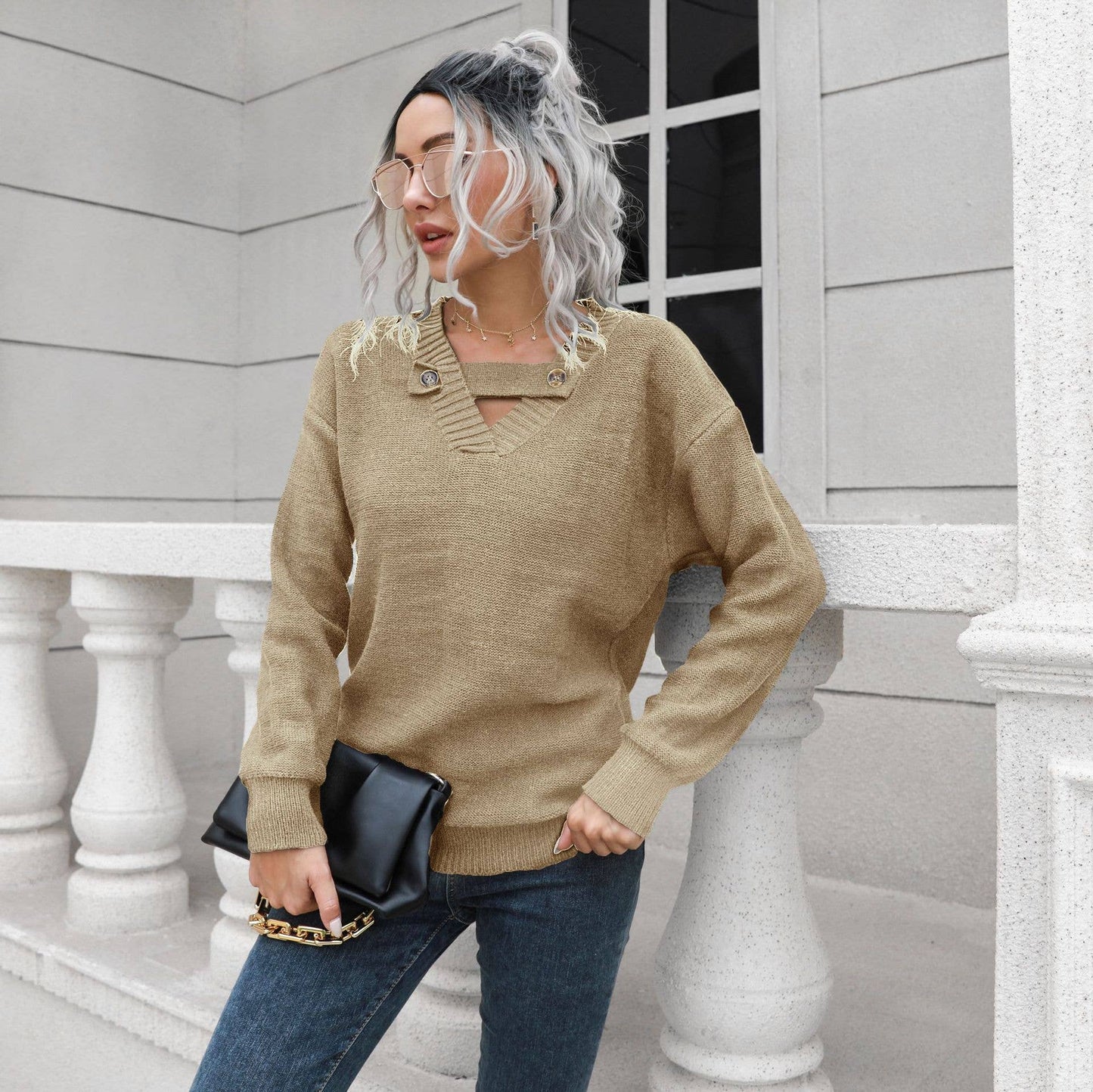 Autumn/winter design button sweater