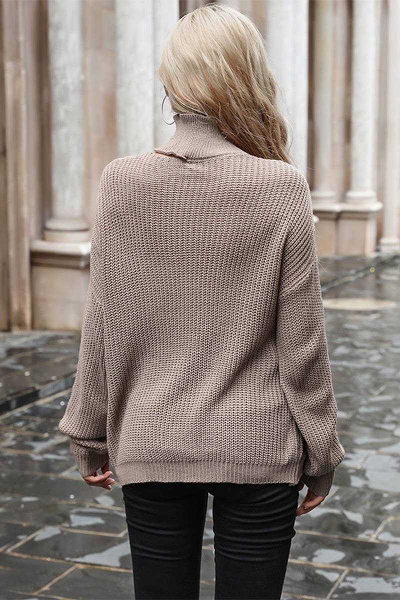 CWOSWL1621_Turtle Neck Long Sleeve Pullover Sweater