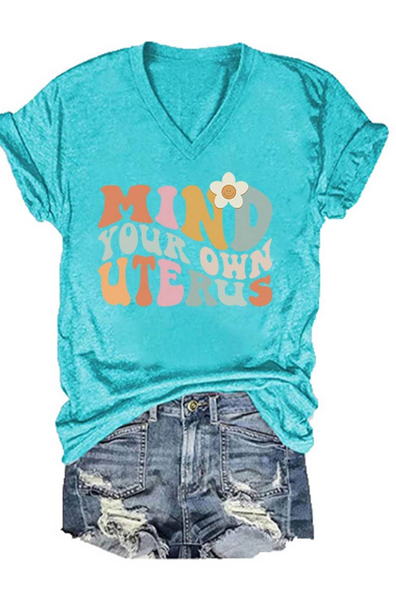 CWTTS1064_LETTER PRINT V NECK SHORT SLEEVED T SHIRT