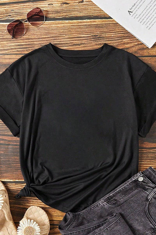 CWTTS1436_CASUAL SOLID COLOR CREW NECK LOOSE T-SHIRT