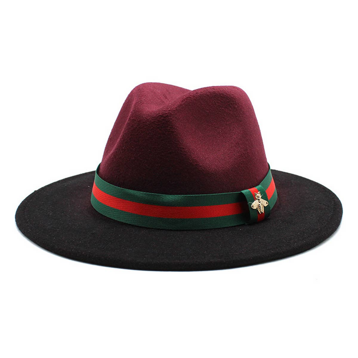 COLOUR MATCHING GRADIENT STRIPED RIBBON JAZZ HAT_CWAH0809